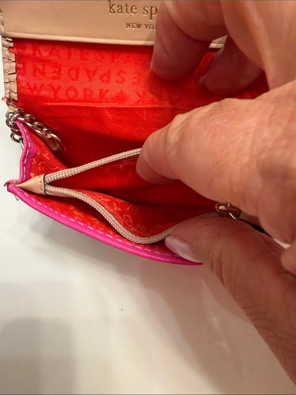 kate spade Hot Pink Leather Logo compact Wallet